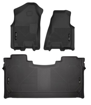 Ram 1500 Crew Cab Floor Liners - Front + Rear - Husky Liners - WeatherBeater - Black - `19-`27